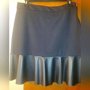 MICHAEL Michael Kors Black A-Line Skirt with Faux Leather Hem